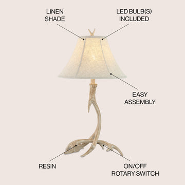 Antler 27.5" Rustic Resin LED Table Lamp - JONATHAN Y